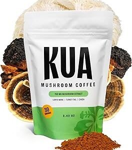 Organic Mushroom Coffee Focus and Gut Support with Immunity and Mood Booster Effects | Healthy and Organic Lion's Mane, Turkey Tail, Chaga Mushroom | 30 Servings of Instant Arabica Coffee