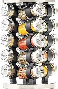 Orii 20 Jar Stainless Steel Rotating Spice Rack