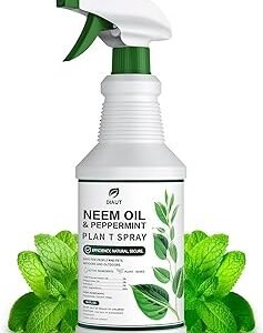 Neem Oil & Peppermint Spray, Natural Neem Oil Plant Protection for Indoor/Outdoor Use, Plant-Based Formula, Safe for Vegetables, Houseplants & Edible Gardens, 16oz Ready-to-use