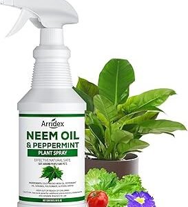 Neem Oil Spray for Plants with Peppermint Oil, Natural Neem Oil Spray for Indoor and Outdoor Plants, Suitable for Organic Gardening (16oz, Pet Safe, Non Toxic)