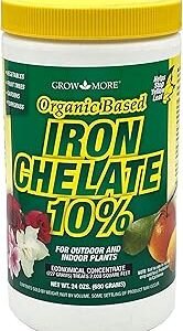 Grow More 3-0-1 Organic Iron Chelate Concentrate (10%) for Greener Plants & Lawns - 24oz of Water Soluble Chelated Iron Supplement for Indoor & Outdoor Plants, Trees, & Lawns